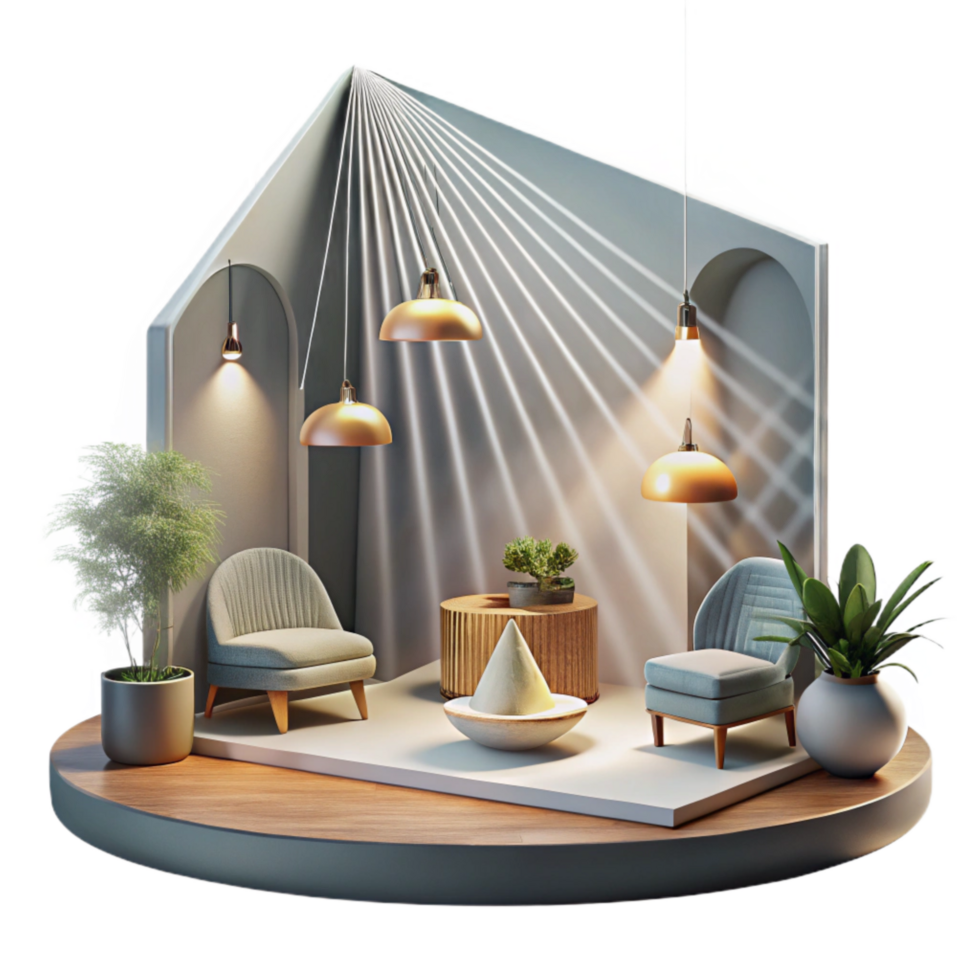 stunning abstract Interior Design with Light Beams Isolated detailed png