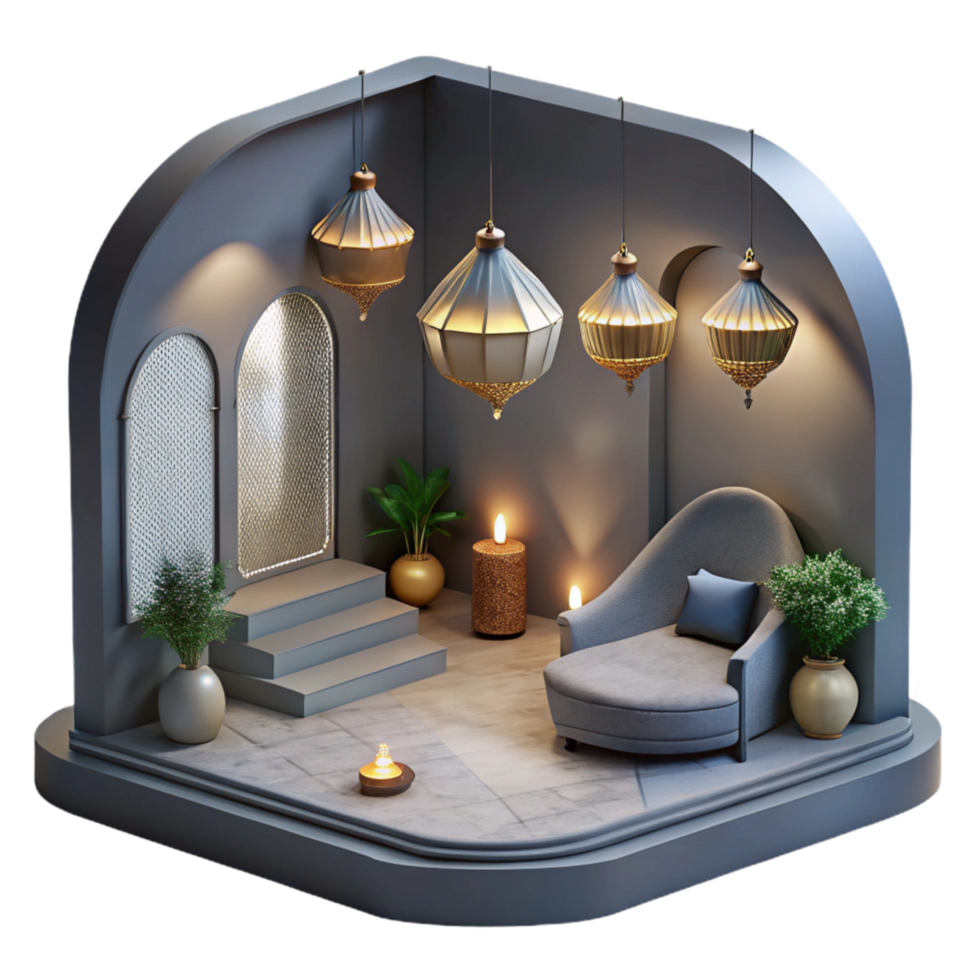 serene artistic Interior Space with Dramatic Lighting Cutout high resolution png