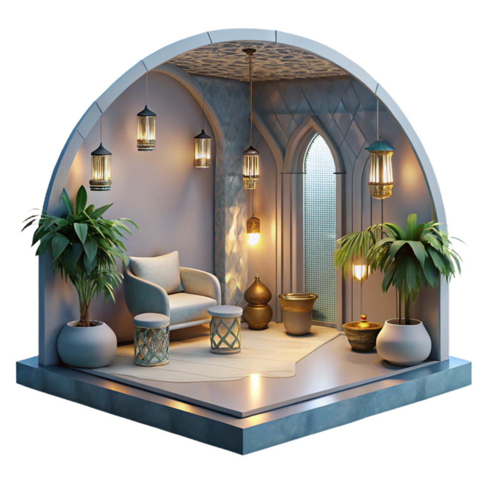 magnificent rustic Interior Space with Dramatic Lighting Cutout high resolution png