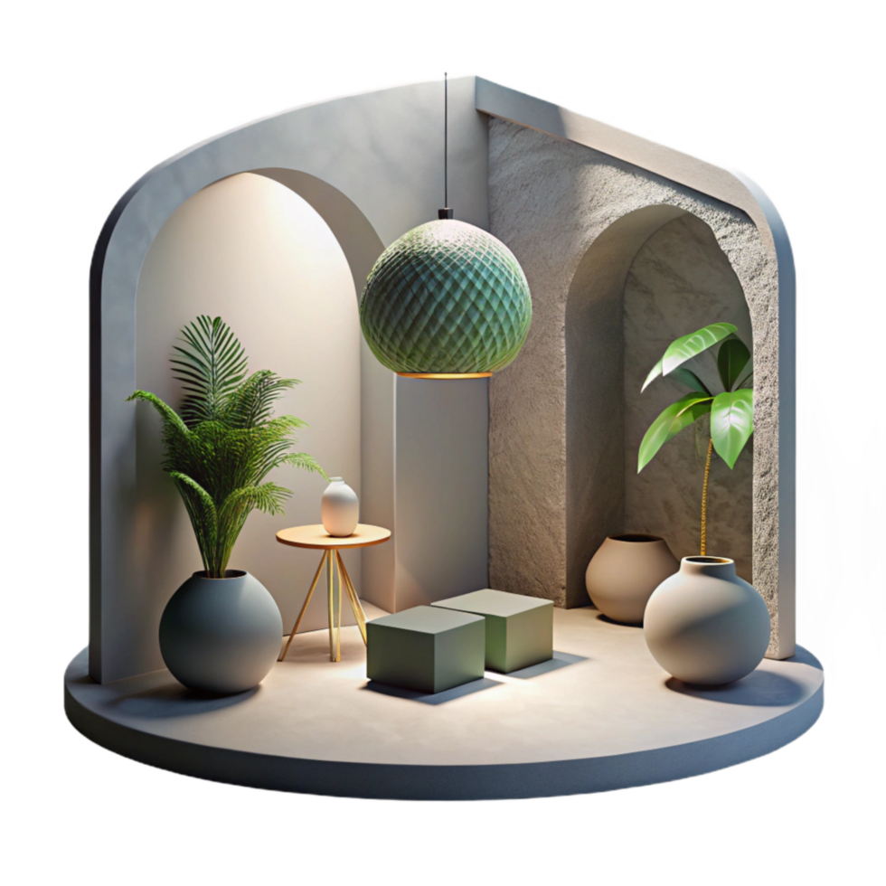 vibrant creative Interior Space with Light and Shadow Cutout high quality png