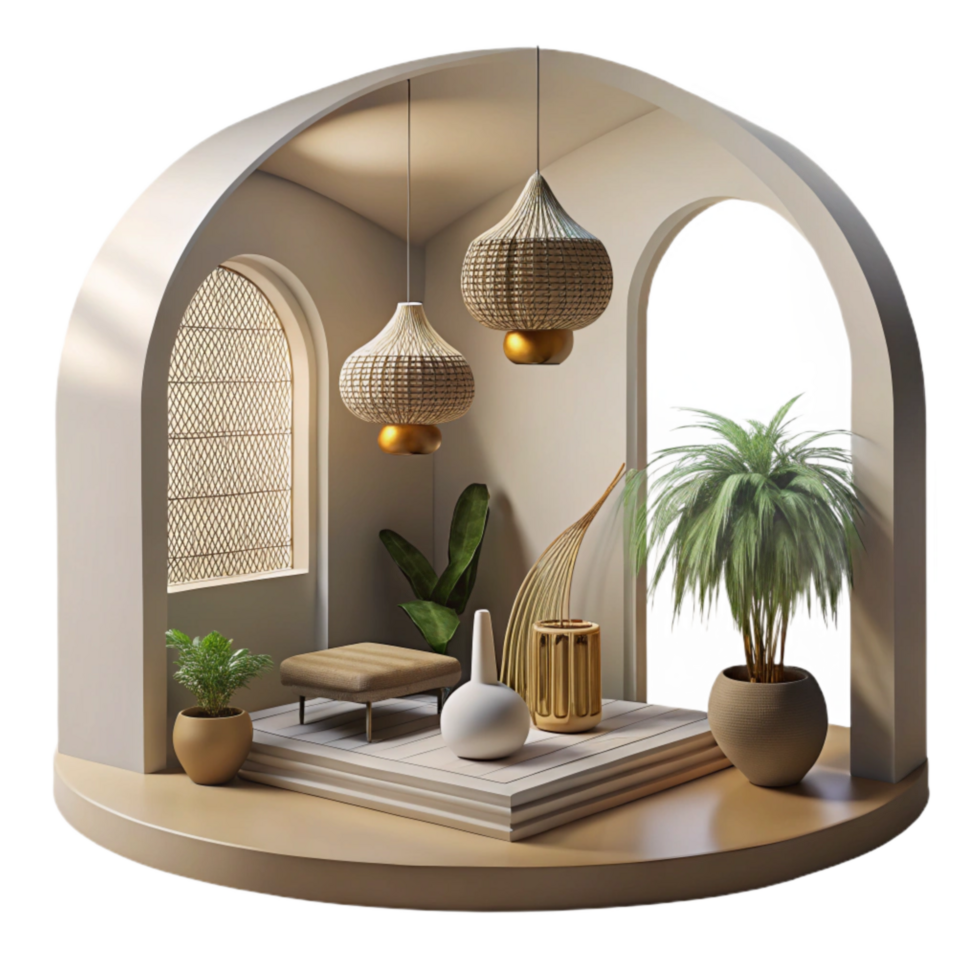 stunning artistic Interior Space with Light and Shadow Cutout professional png