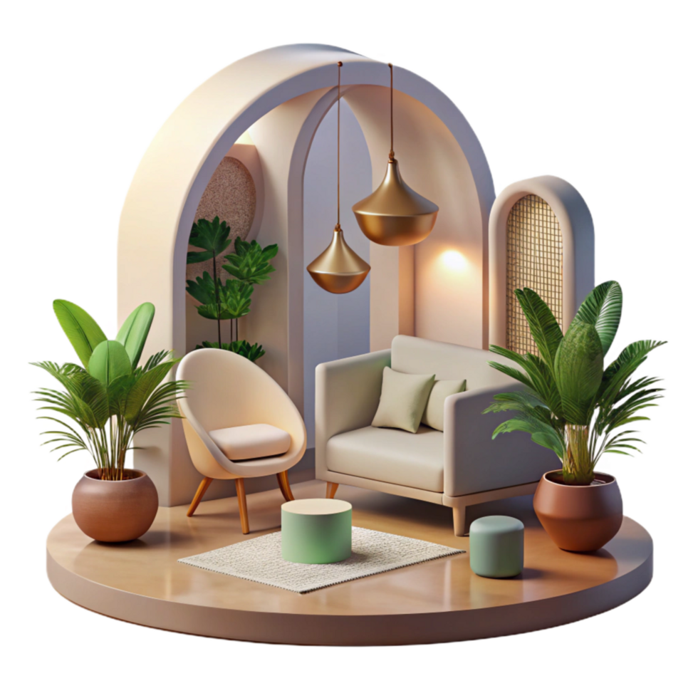 vibrant creative Interior with Natural Light and Shadows Isolated genuine png