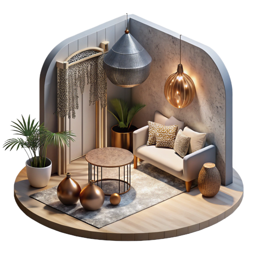 beautiful minimalist Interior Design with Shadow Play Transparent authentic png