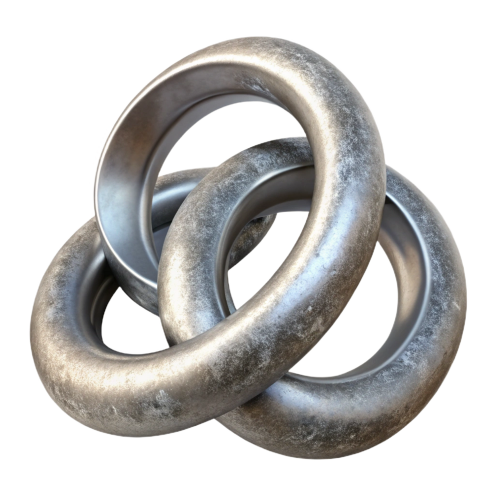 vibrant contemporary Interlocked Rings Silver Metallic Transparent Background high quality png