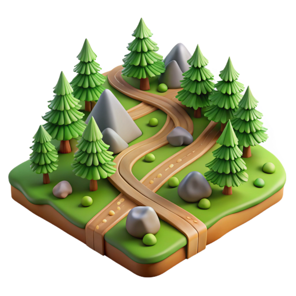 extraordinary vintage Intersecting Trails Forested Landscape Cutout exclusive png