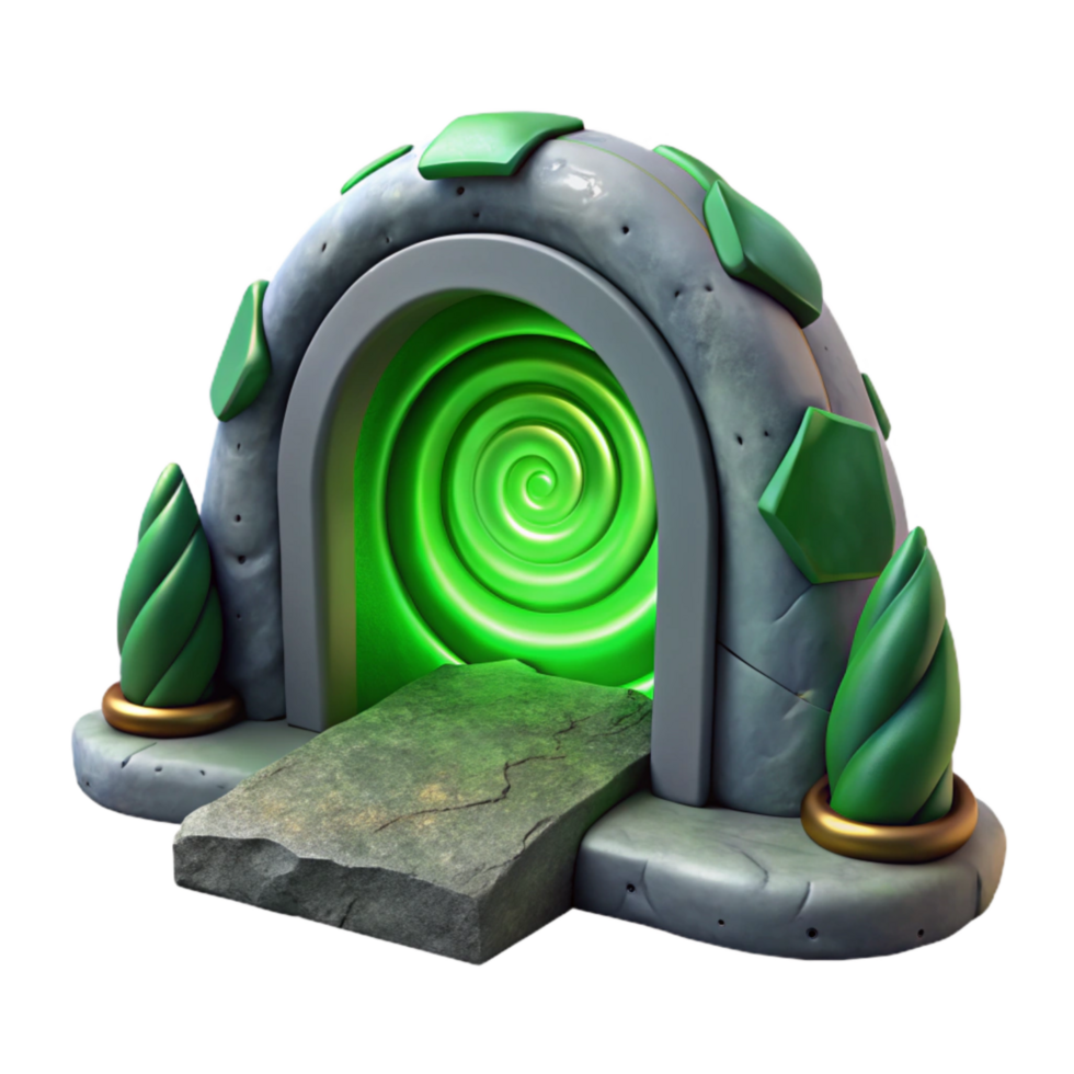 vibrant classic Interstellar Gateway Cutout Green Swirling Portal authentic png