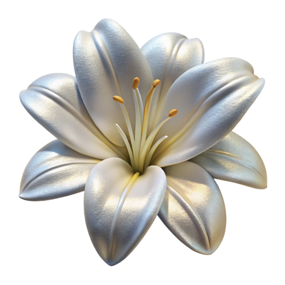 serene artistic Interstellar Lily Cutout with Transparent Background White Petals authentic png