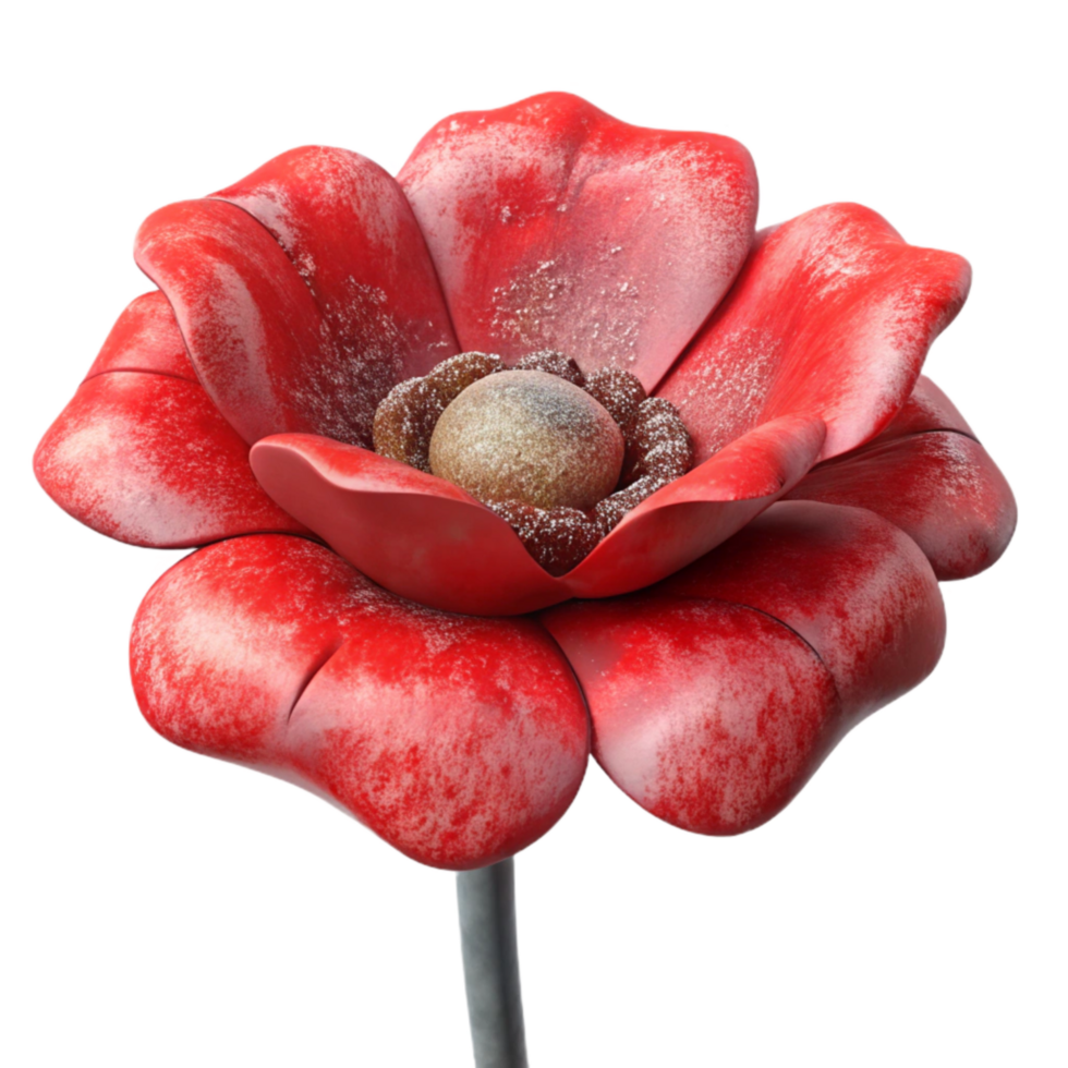 extraordinary artistic Interstellar Poppy Cutout with Red Petals Front View exclusive png