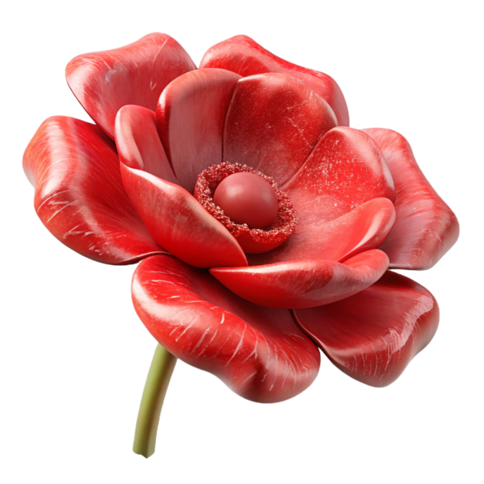 dramatic modern Interstellar Poppy Cutout with Red Petals Front View professional png