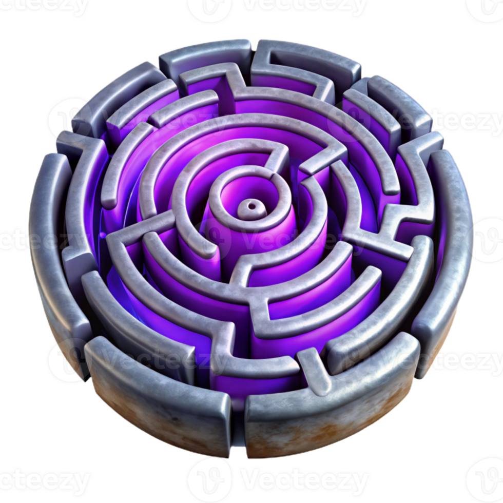 impressive vintage Intricate Luminari Labyrinth Design Cutout with Purple Accents original png