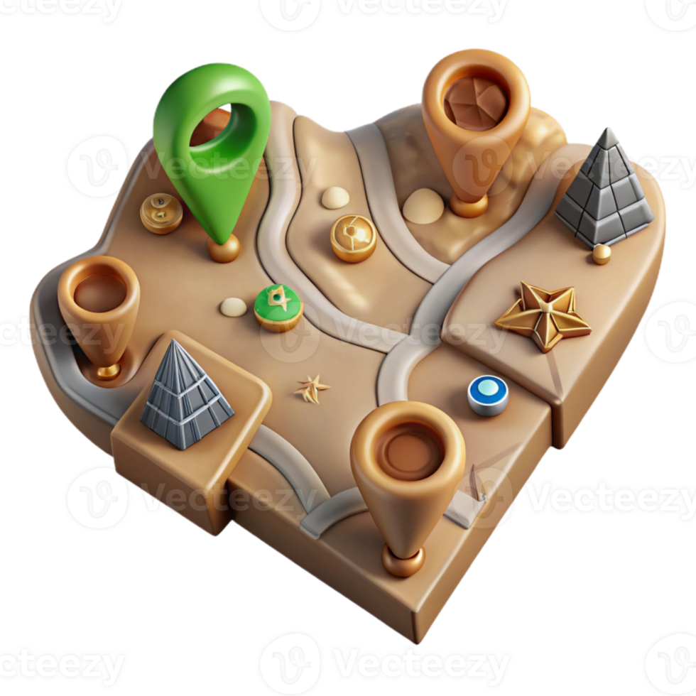 impressive creative Intricate Map Design with Symbolic Icons Isolated Element high resolution png