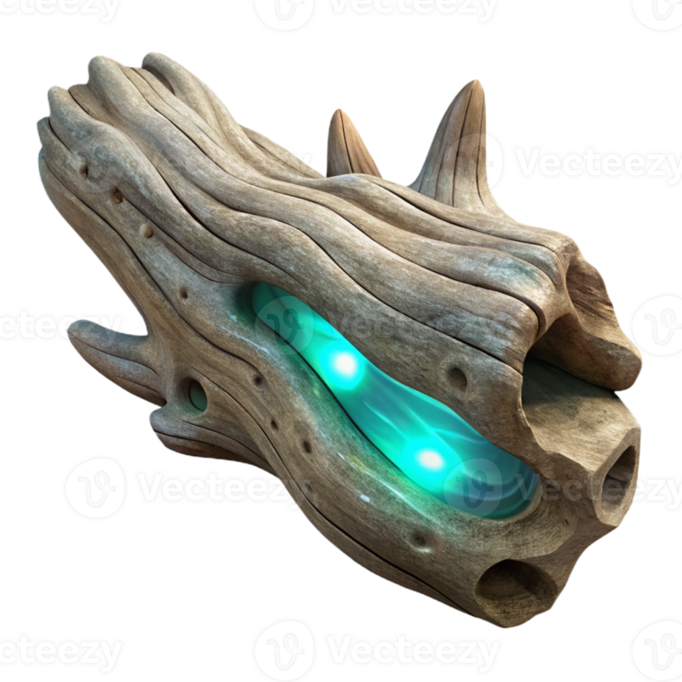 dramatic classic Intricate Luminescent Driftwood Piece Transparent Background high quality png