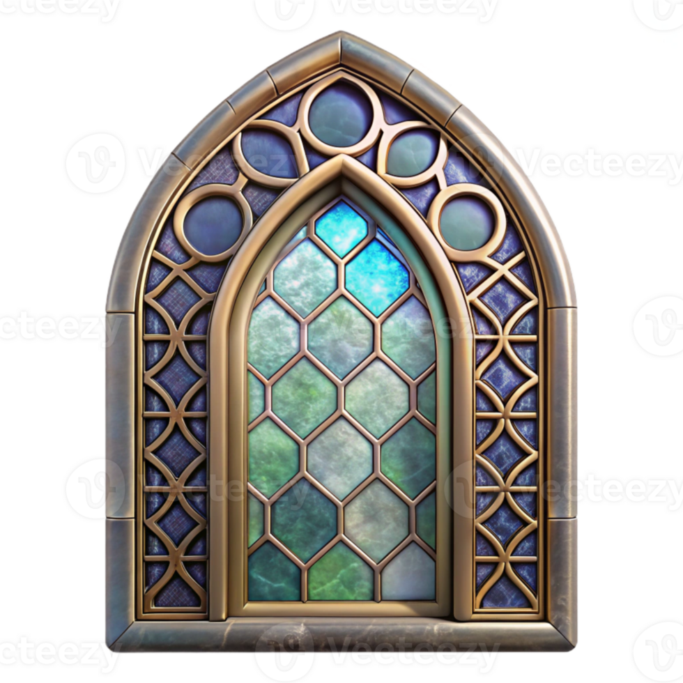 serene creative Intricate Stained Glass Border Transparent Background professional png