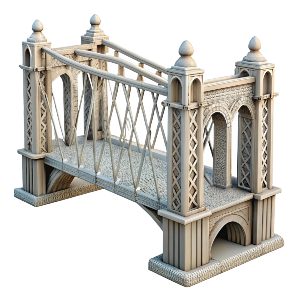 beautiful traditional Intricate Wireframe Bridge Isolated Cutout Element authentic png