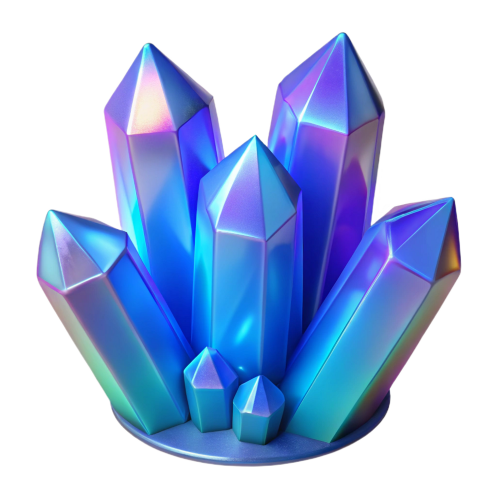 serene creative Iridescent Cave Crystals Isolated with Blue Lighting png
