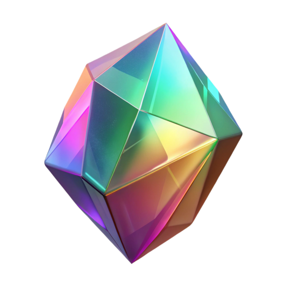 magnificent minimalist Iridescent Crystal Facets Cutout Colorful Gradient detailed png