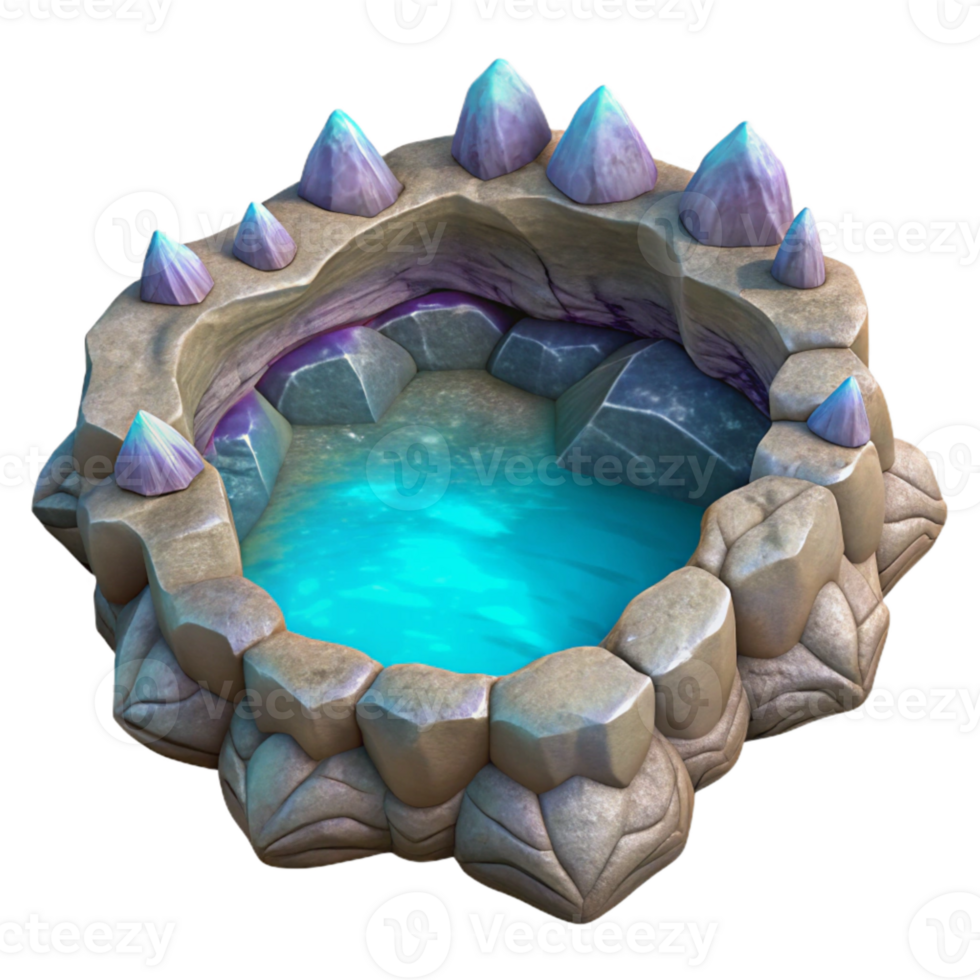 wonderful vintage Iridescent Cave Pool Isolated with Crystal Clear Water exclusive png
