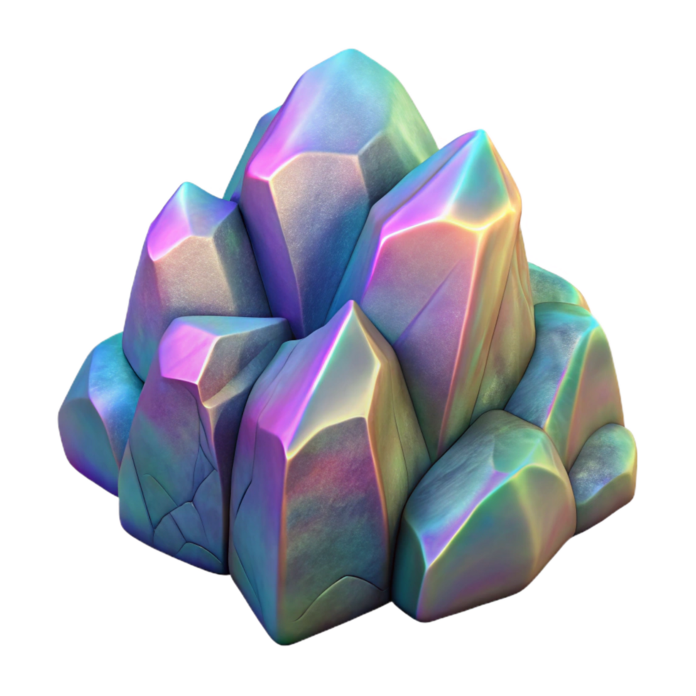 elegant abstract Iridescent Rock Formations Cutout with Blue Accents genuine png