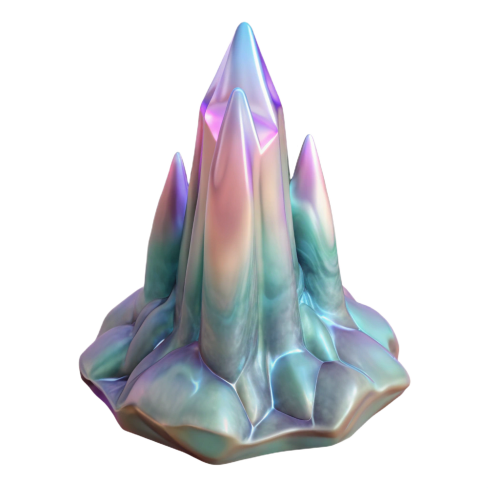 serene artistic Iridescent Stalagmite Transparent Background Cutout Front View authentic png