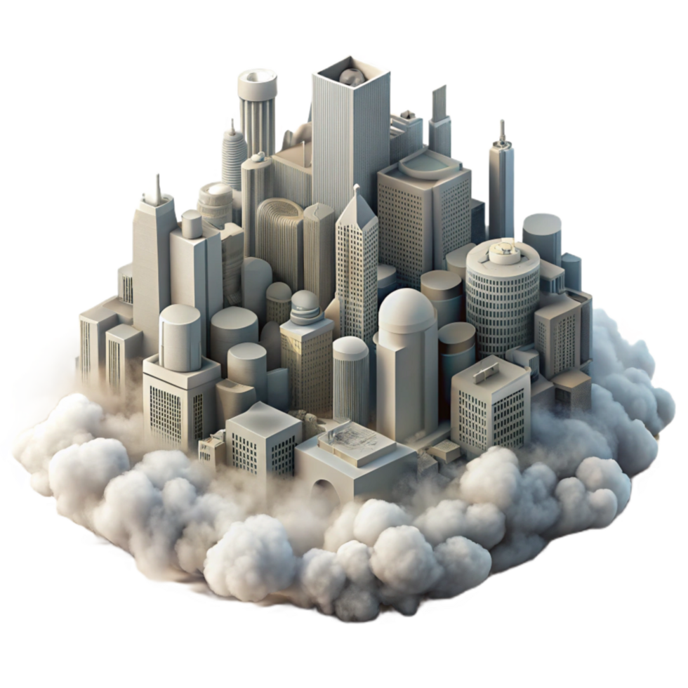 vibrant contemporary Isolated Cityscape Ethereal Fog Effect high quality png