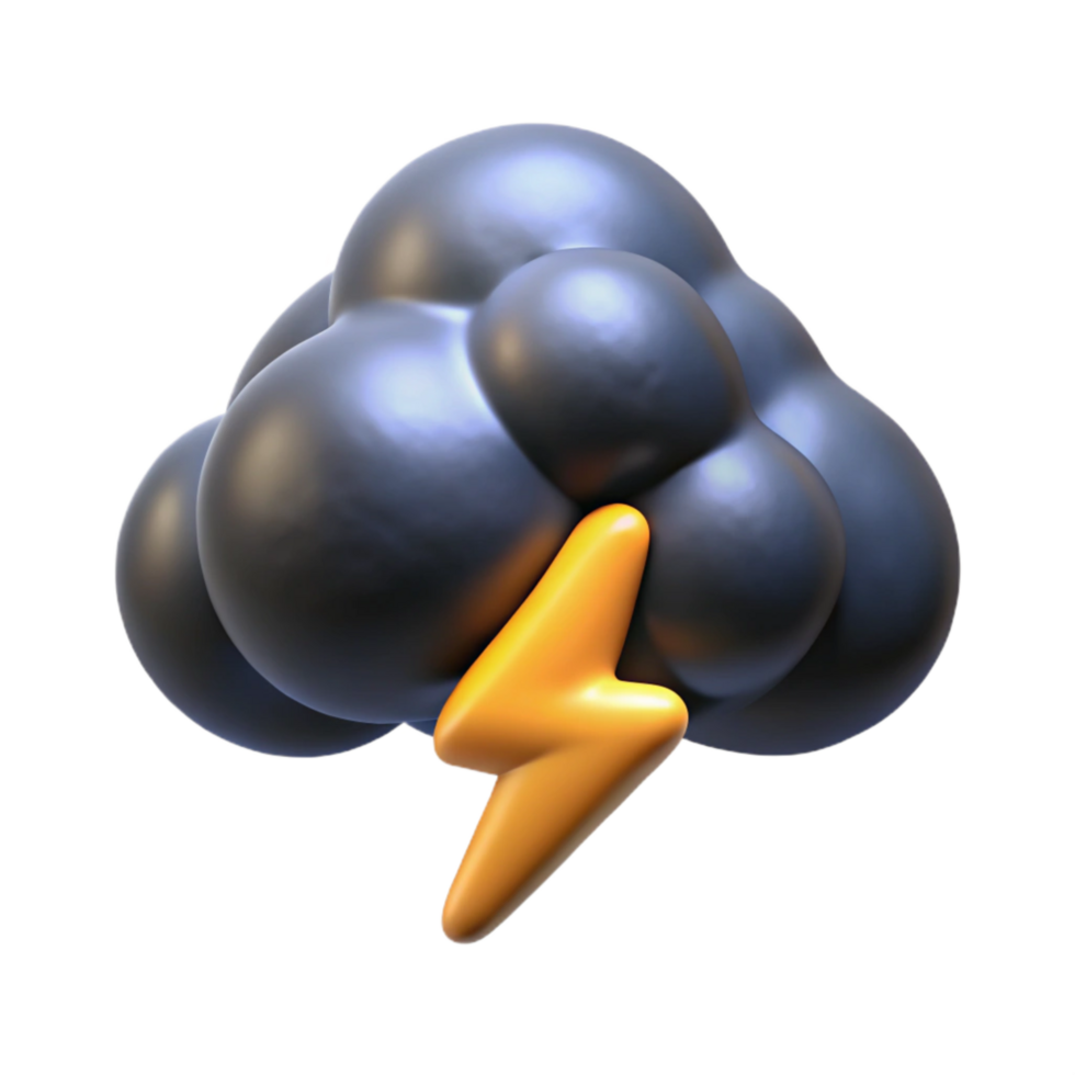vibrant creative Isolated Dark Storm Cloud with Lightning Bolt professional png