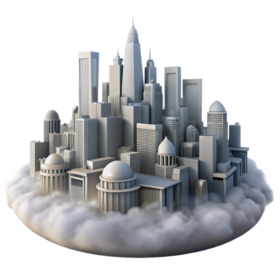 serene minimalist Isolated City Silhouette Foggy Morning high quality png
