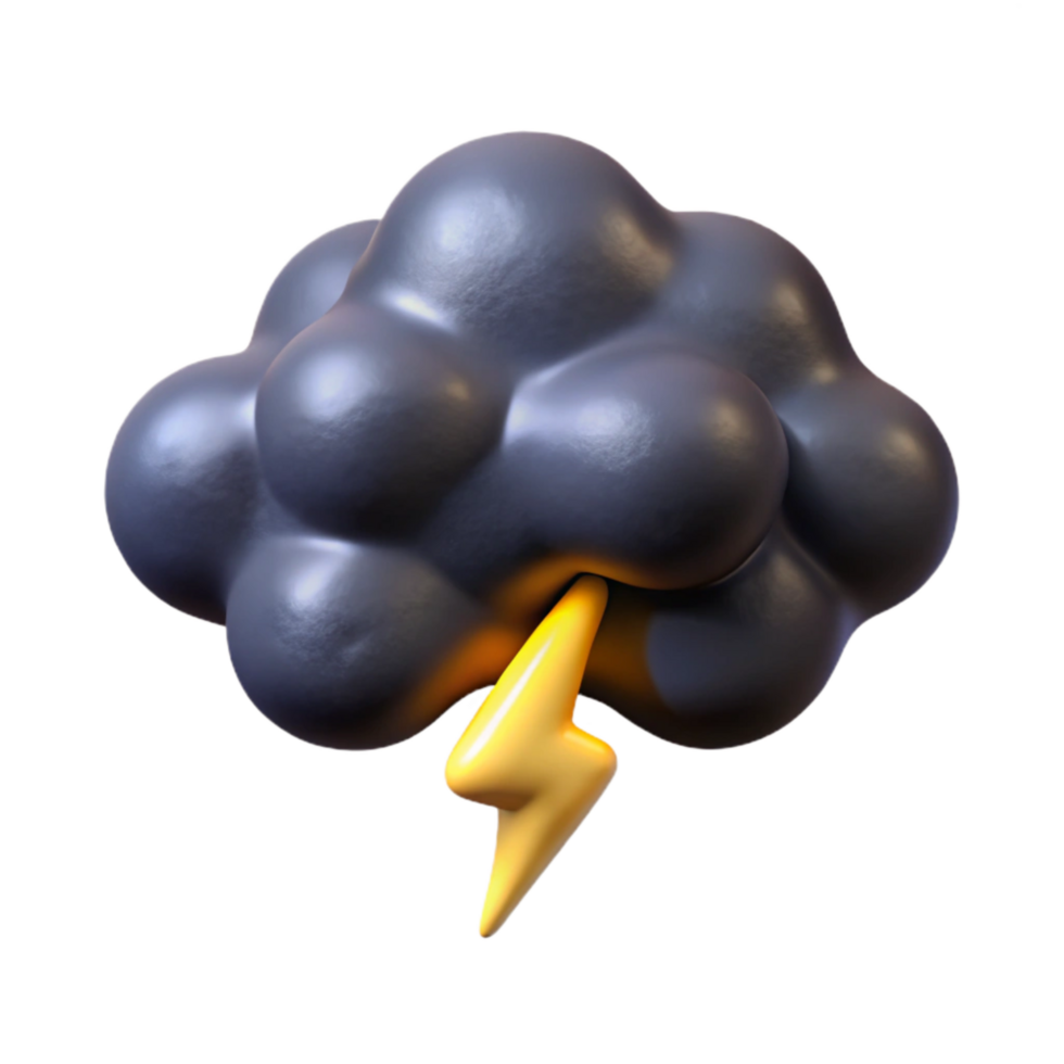 serene modern Isolated Dark Storm Cloud with Lightning Bolt detailed png