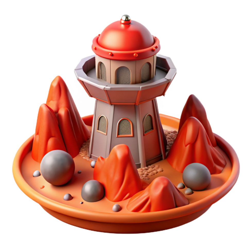 wonderful classic Isolated Earth Tower Under Alien Sky professional png