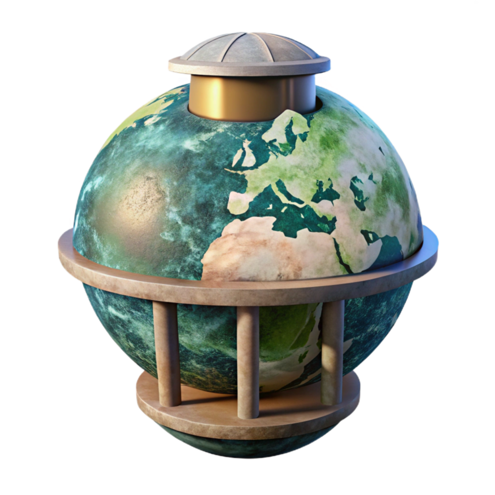 vibrant rustic Isolated Earth Tower Under Alien Sky detailed png