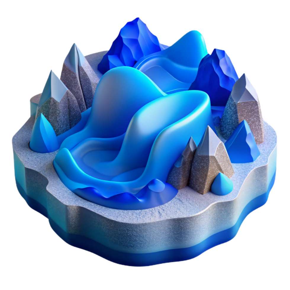 stunning minimalist Isolated Fractal Fjord Soft Blue Gradient Transparent Background original png