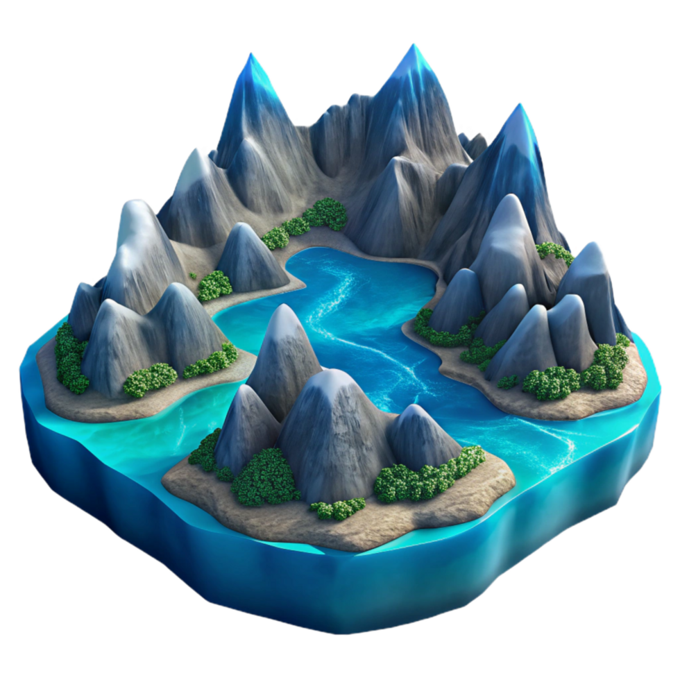 elegant artistic Isolated Fractal Fjord Soft Blue Gradient Transparent Background high quality png