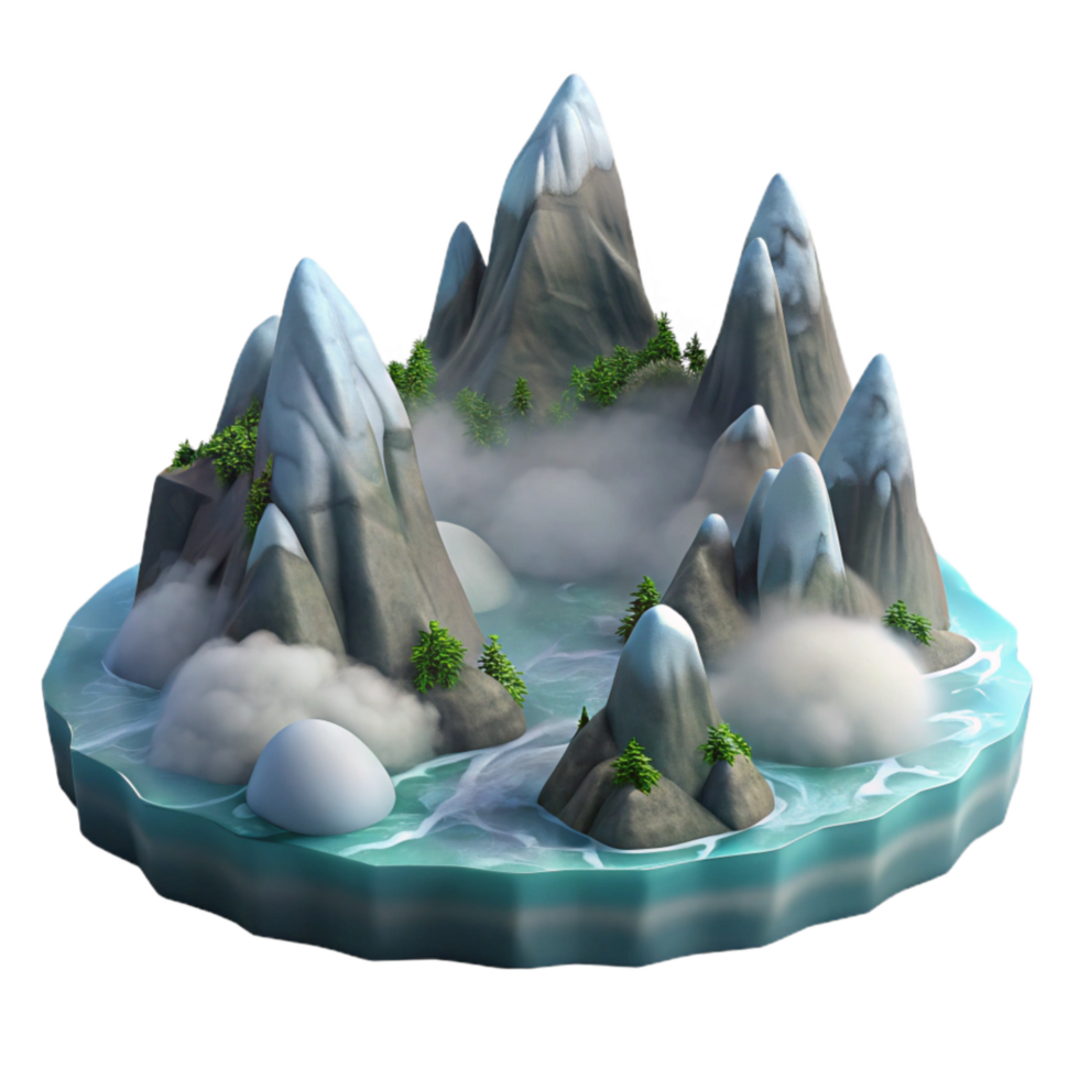 impressive contemporary Isolated Fractal Fjord Soft Blue Gradient Transparent Background professional png