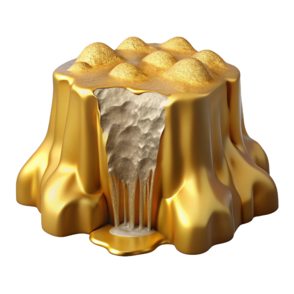serene minimalist Isolated Golden Waterfall Transparent Background png