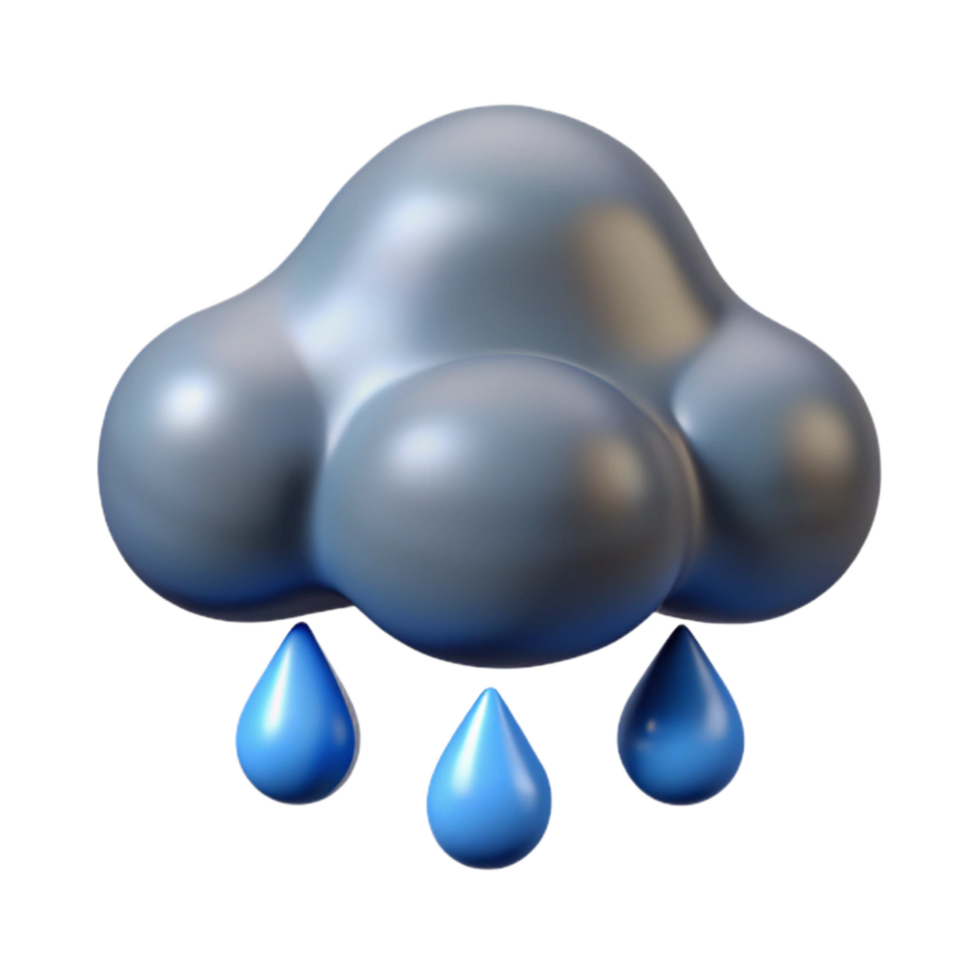 elegant minimalist Isolated Rain Cloud with Falling Raindrops detailed png