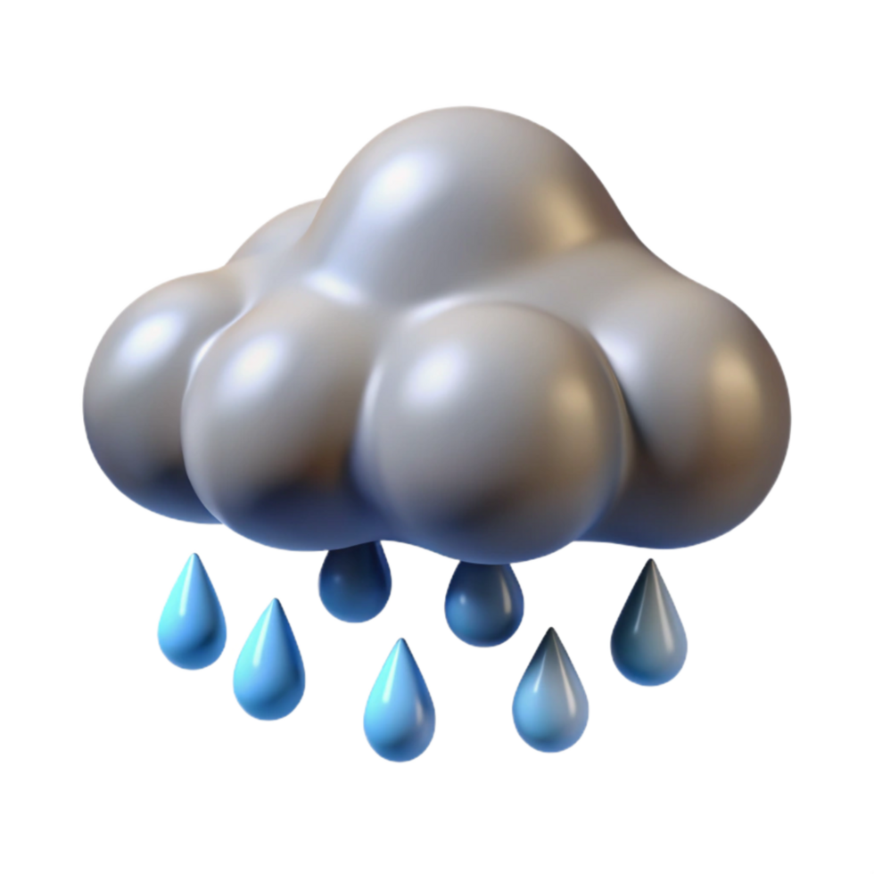 beautiful minimalist Isolated Rain Cloud with Falling Raindrops detailed png