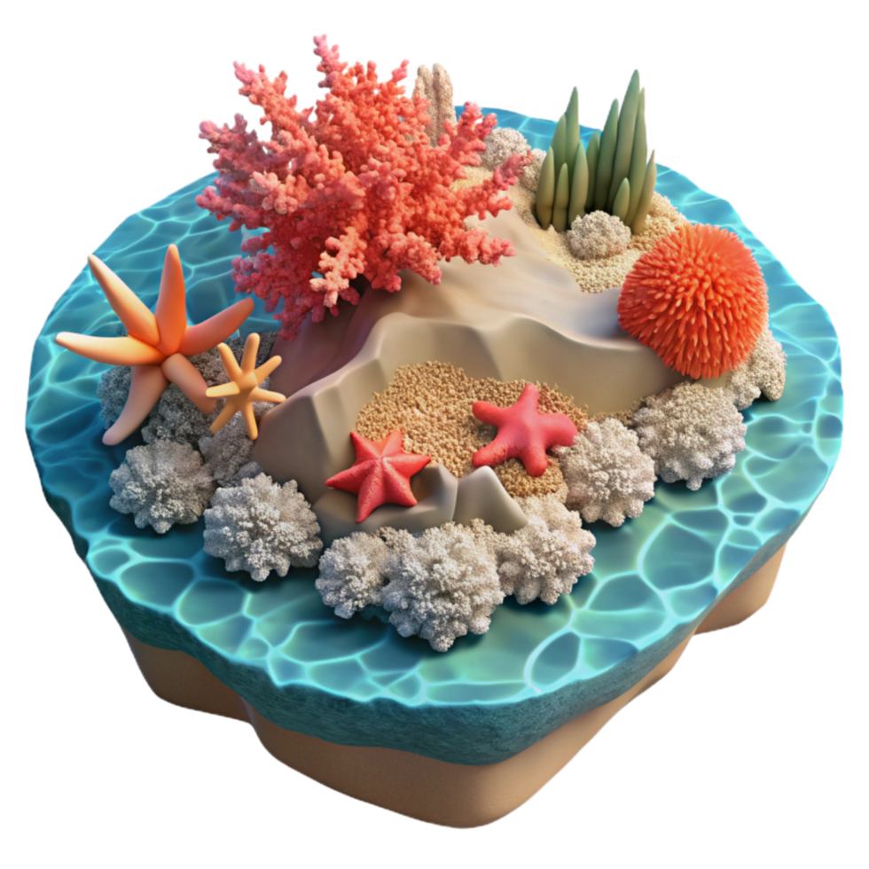 stunning creative Isolated Kaleidoscope Shoreline Bright Coral Reefs Cutout high resolution png