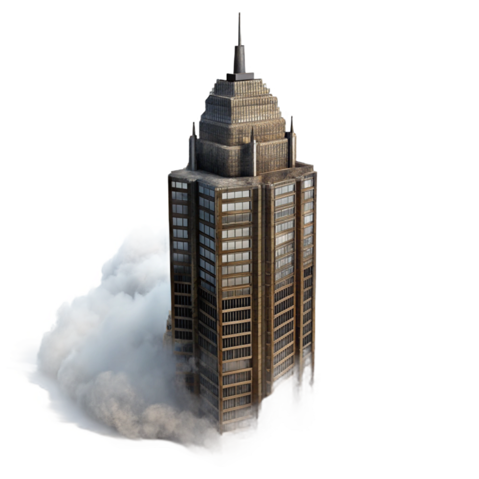 elegant artistic Isolated Skyscraper Silhouette in Fog Cutout Dark Tones png