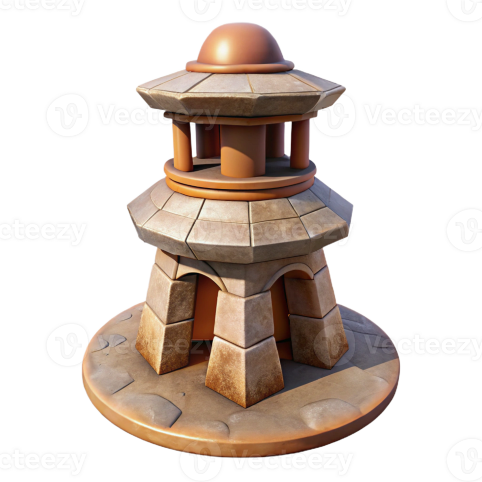 impressive artistic Isolated Terraform Tower with Detailed Surface Texture high resolution png