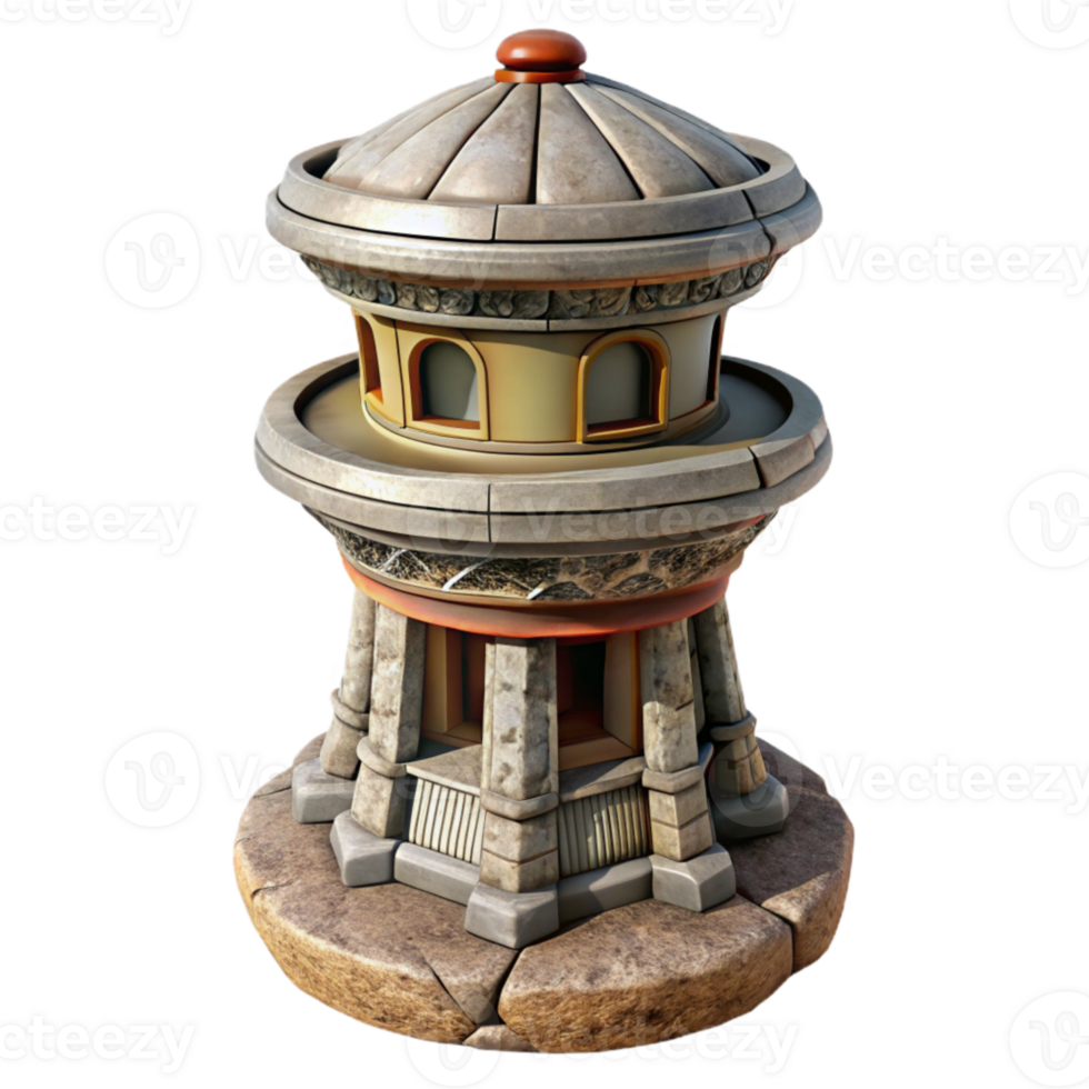 extraordinary rustic Isolated Terraform Tower with Detailed Surface Texture original png