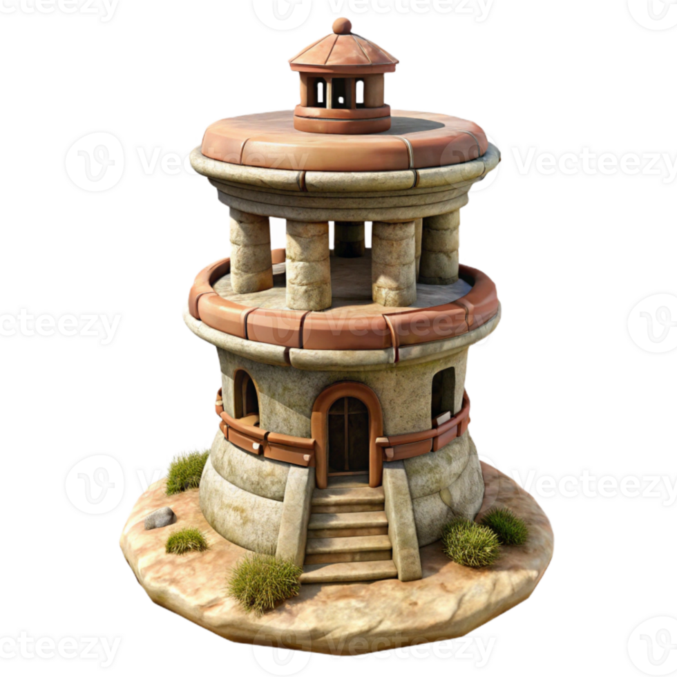 serene abstract Isolated Terraform Tower with Detailed Surface Texture detailed png