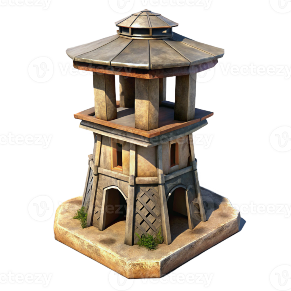 magnificent rustic Isolated Terraform Tower with Purple Sky Cutout detailed png