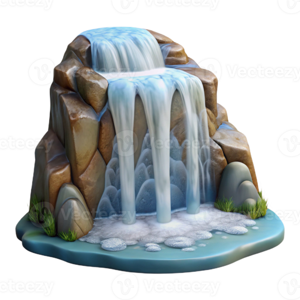 elegant vintage Isolated Waterfall Cascading Water White Spray detailed png