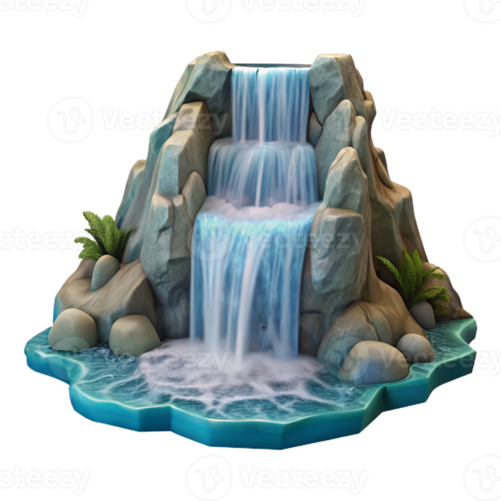 beautiful vintage Isolated Waterfall with Dramatic White Water Cutout original png