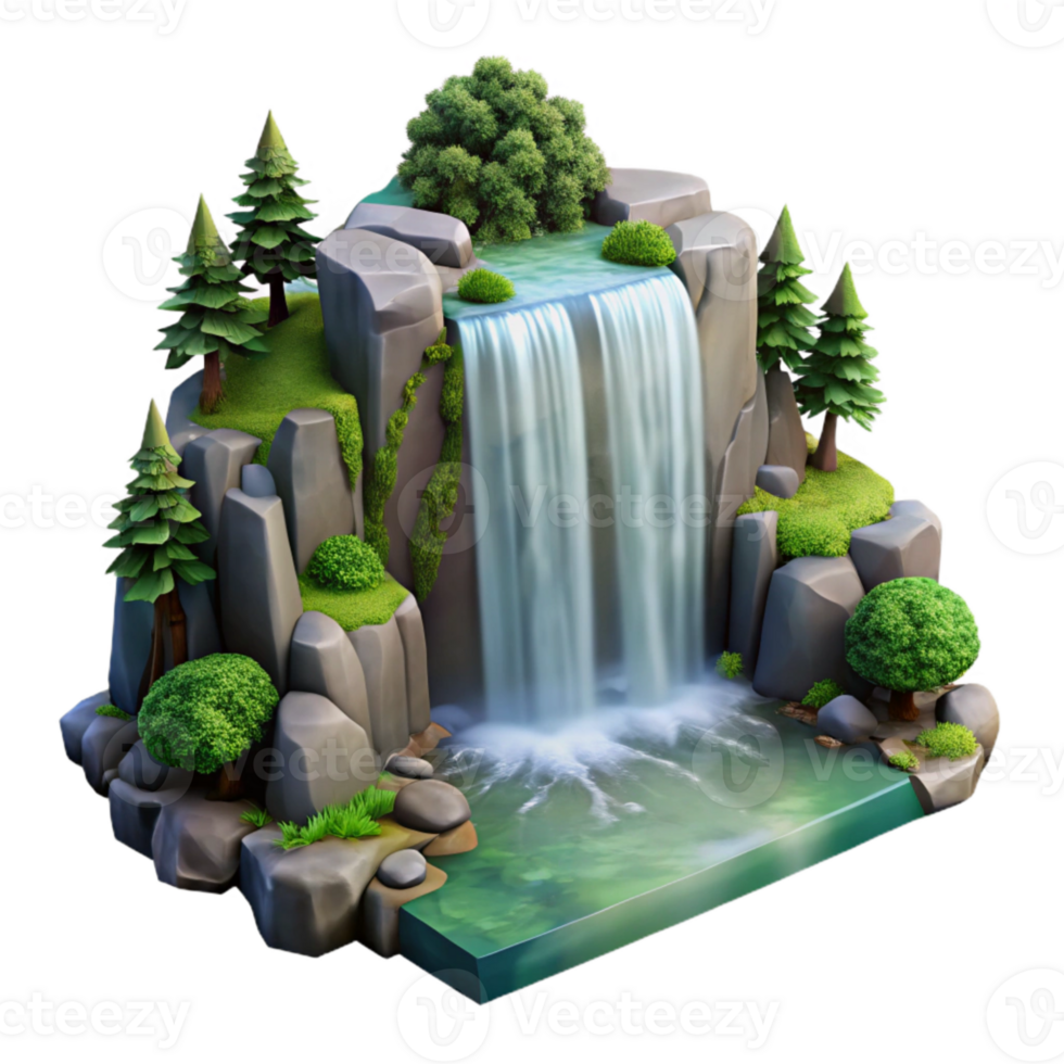 impressive artistic Isolated Waterfall Cutout Sunlight Through Trees png