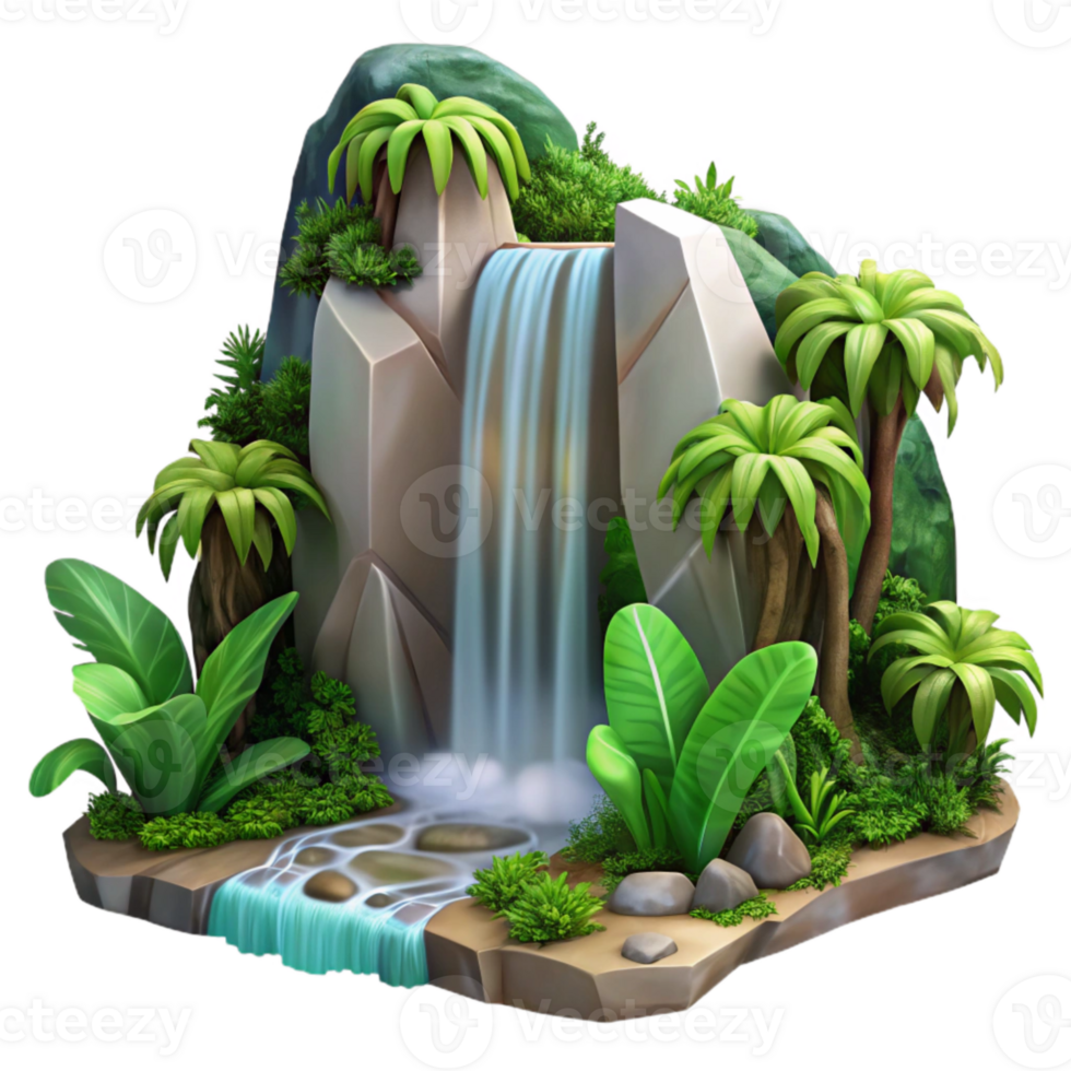 elegant abstract Isolated Waterfall Lush Tropical Foliage Detail authentic png