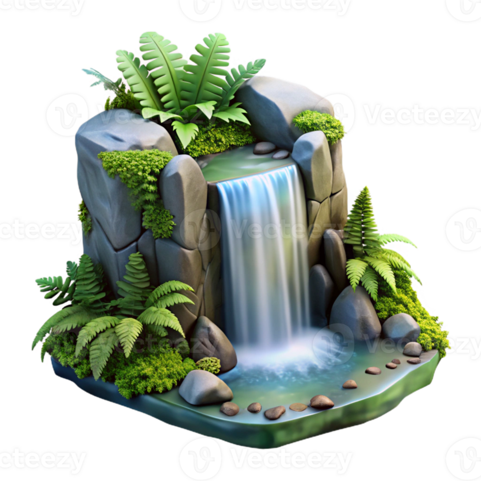 extraordinary abstract Isolated Waterfall with Dramatic White Water Cutout detailed png