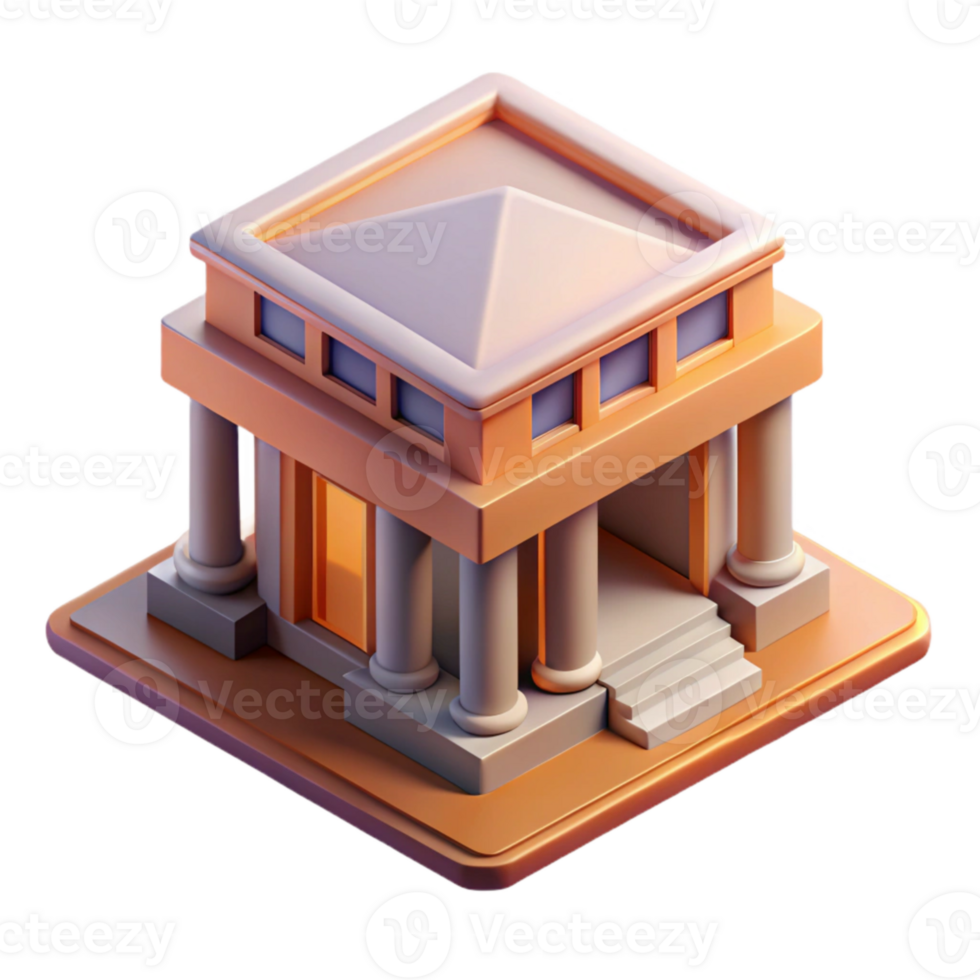 extraordinary minimalist Isometric Building with Depth Illusion Isolated authentic png