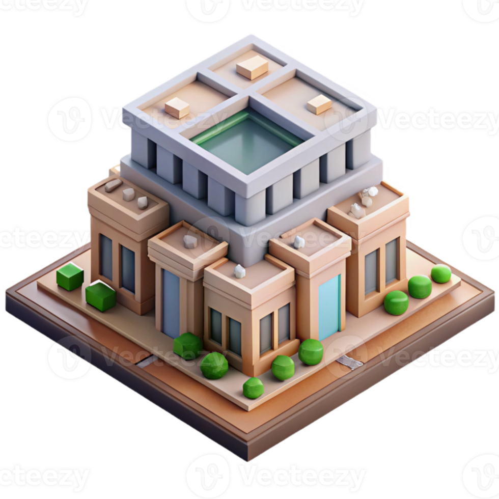 magnificent minimalist Isometric City Block Transparent Background premium png