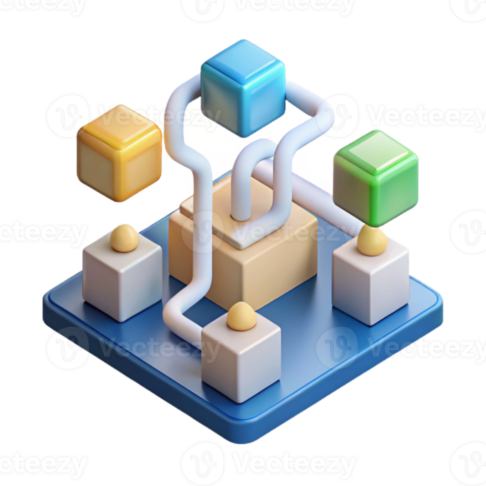 elegant modern Isometric Energy Flow Diagram with Transparent Background professional png