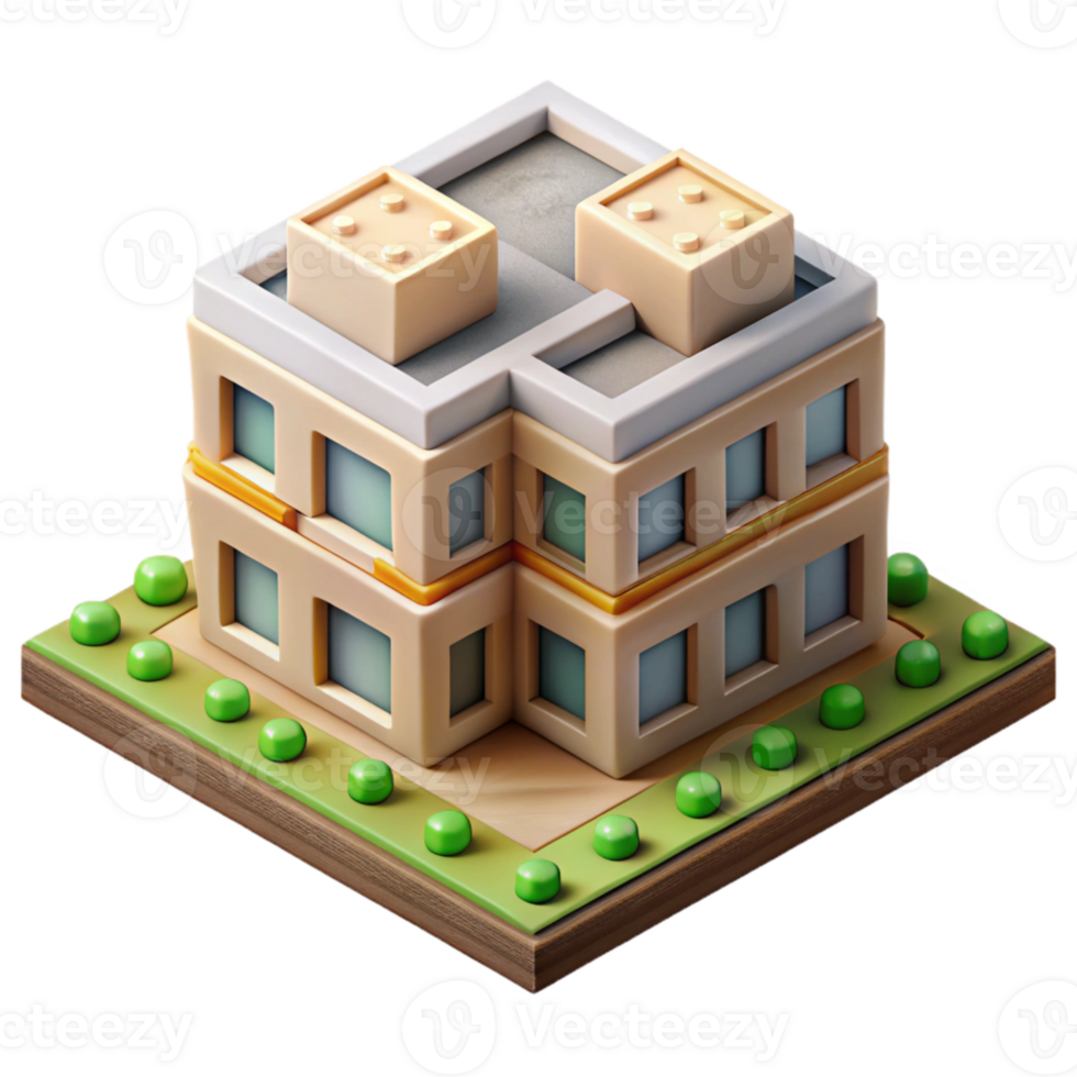 vibrant modern Isometric City Block Transparent Background original png